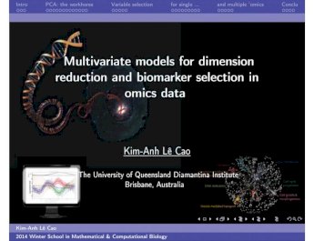 Kim Anh-le Cao - Multivariate models for dimension reduction and biomarker selection in omics data